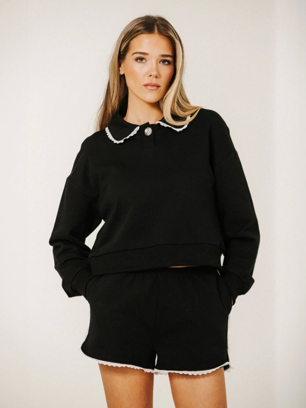 Brunette The Label Lace Trim Collared Sweater (3XL/4XL)
